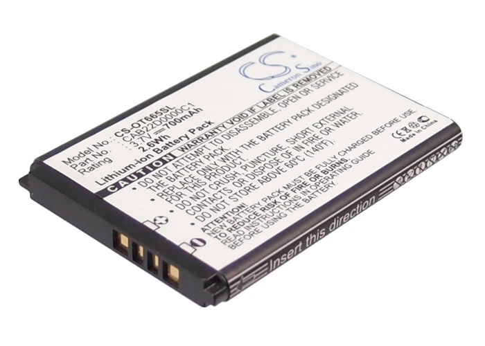 Обновленная батарея Cameron Sino для Alcatel CAB22B0000C1 2010D, One Touch 20.12D, One Touch 2010D 700 mAh/2.6Wh