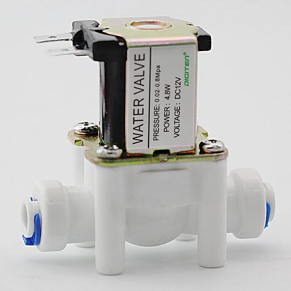 1/4" Solenoid Valve Quick Connect DC 12V Inlet Feed Water Valve for RO Reverse Osmosis Pure System