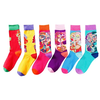 

6 Pairs A Lot Women Socks Funny Men Sock Cotton Harajuku Style