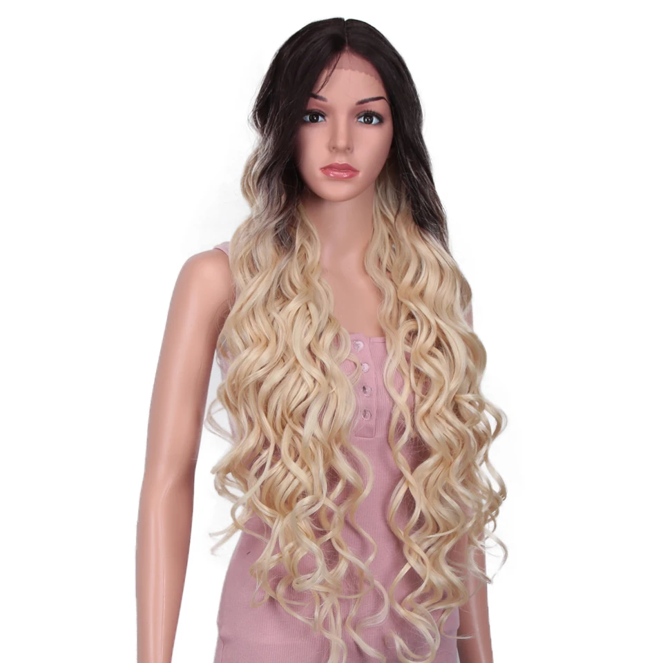 Bella, 40 дюймов, длинный парик, глубокая волна, высокотемпературное волокно, розовый блонд, 613, черный, коричневый, 9 цветов, синтетические парики на кружеве для женщин