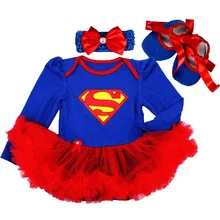 Милый комплект с платьем для маленьких девочек; кружевной комбинезон+ повязка на голову; 3 предмета; балетная пачка для новорожденных; костюмы Супермена для детей; roupas infantil