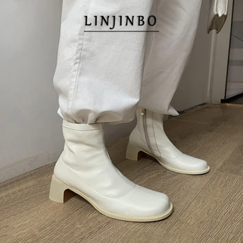 

2020 Round Toe Thick Heel Ankle For Boots Women Side Zipper Design Short Boots Ladies Concise Fashion Women Shoes Autumn
