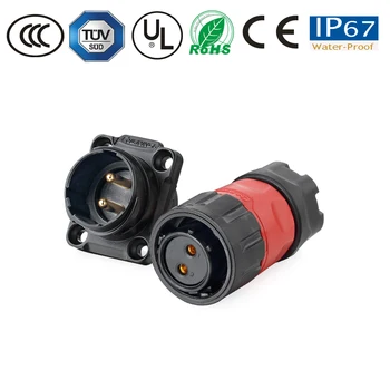 

M20 2pin waterproof IP67 connector electronics automotive TV cable/wire/panel power connector pastic male socket female plug