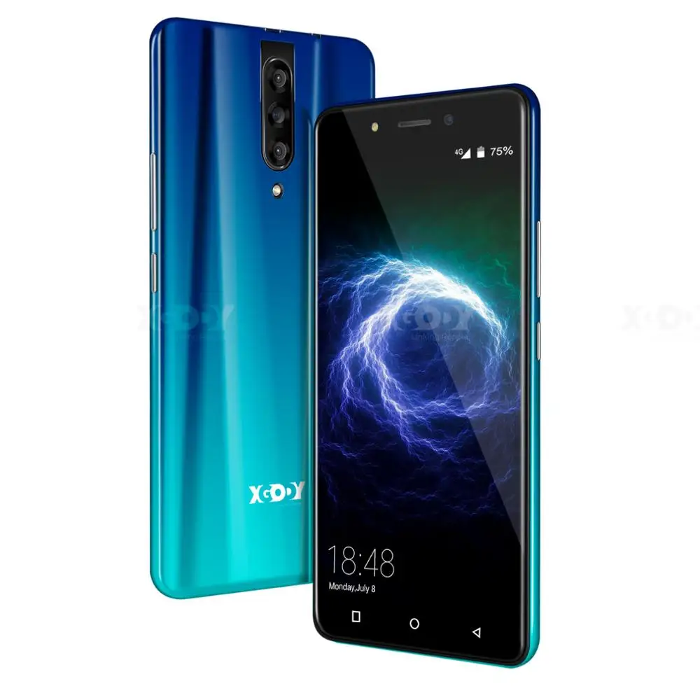 XGODY 4G смартфон с двумя sim-картами 5," 18:9 Android 9,0 2 Гб ОЗУ 16 Гб ПЗУ MTK6737 четырехъядерный процессор 5 Мп камера 2800 мАч WiFi мобильный телефон - Цвет: Blue gradient green