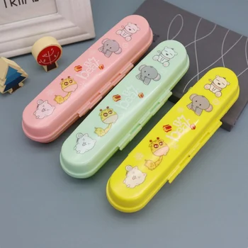 

Healthy Cartoon Baby Food Tableware Fork Spoon Storage Box Child Portable Travel Chopsticks Box Consisting Training Fork Set