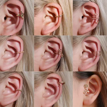 

Luokey 2020 New Vintage Fake Piercing Ear Cuff For Women Simple U Shaped Bowknot Rune Ear Clip Earrings Pendientes Mujer Jewelry