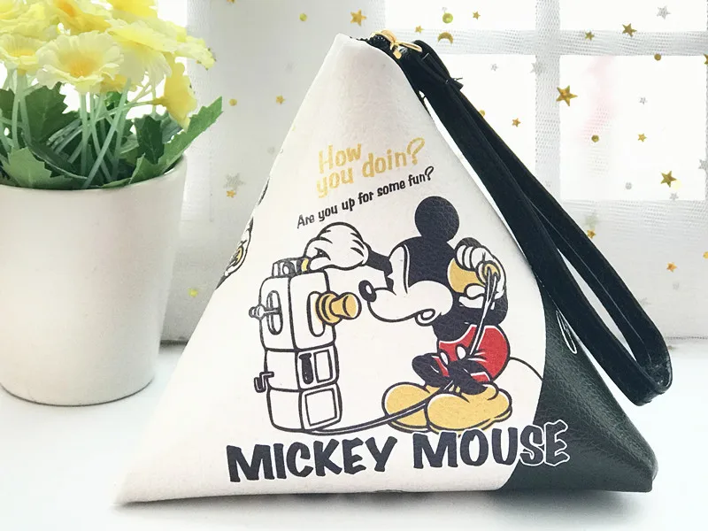 

Disney new Mickey princess Stitch Coin cute pu Purse lady make up Hand Clutch Cartoon makeup bag for storage