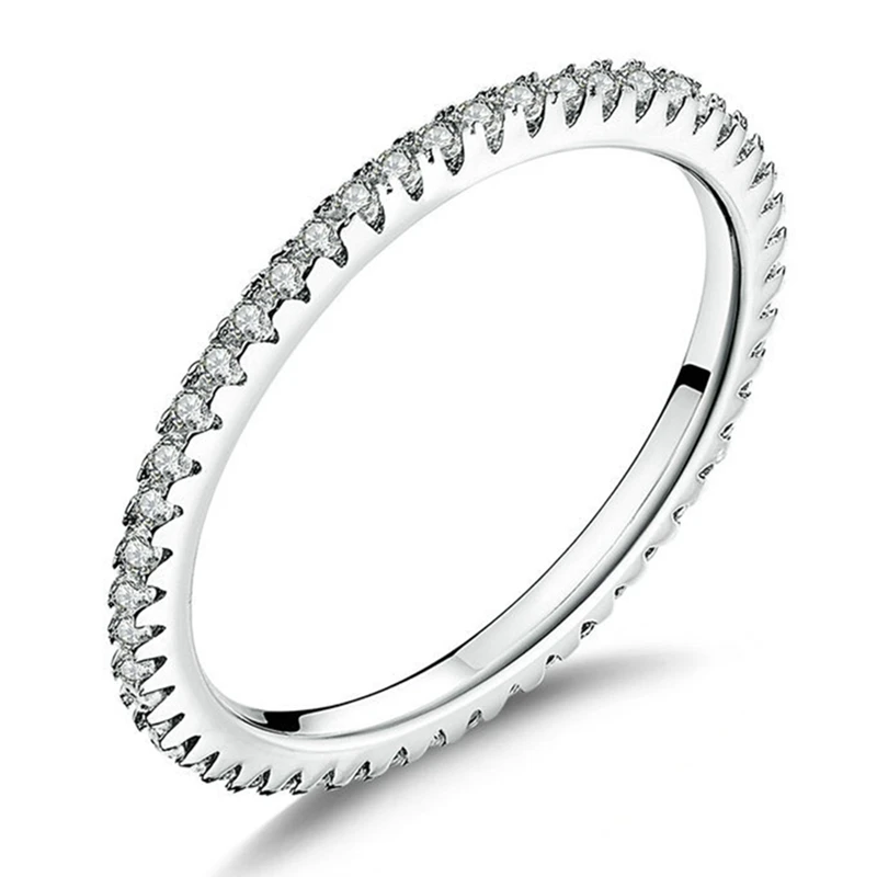 Minimalist S925 Sterling Silver Ladies Fashion Ring Crystal Ladies Simple Ring