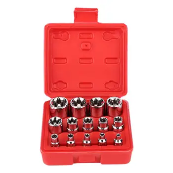 

14Pcs Car E-Type Torx Star Bit Socket Set E4-E24 1/4" 3/8" 1/2" Drive Repair Tool Kit Car Accessories New