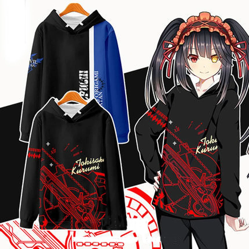 Anime Date A Live hoodie Cosplay Costume Tobiichi Origami Tokisaki Kurumi winter hooded coat | Тематическая одежда и