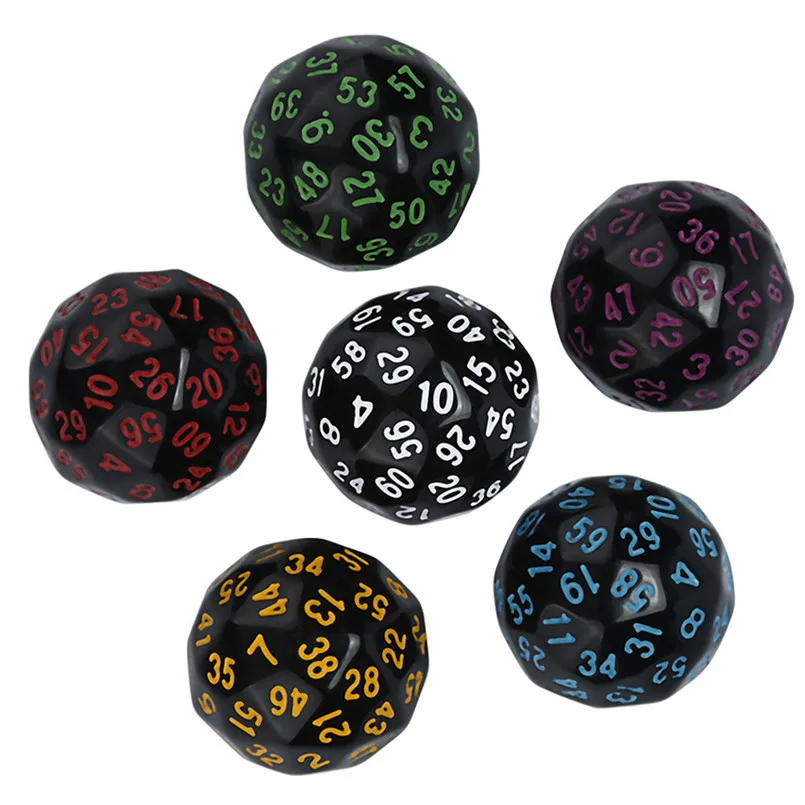 6Pcs 60-faced dnd dice sets polydice dados poliedricos freaky dice game polyhedron D60 multi-faceted acrylic dados de rpg 30A20 (1) - 副本