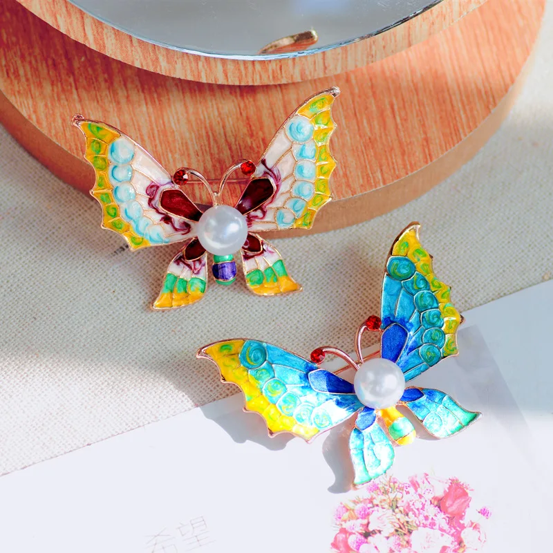 KingDeng Butterfly Brooch Enamel Pins Alloy Pearls Insect Women Fashion Jewelry Cute Personalized Lapel Pin Trendy Accessories | Украшения