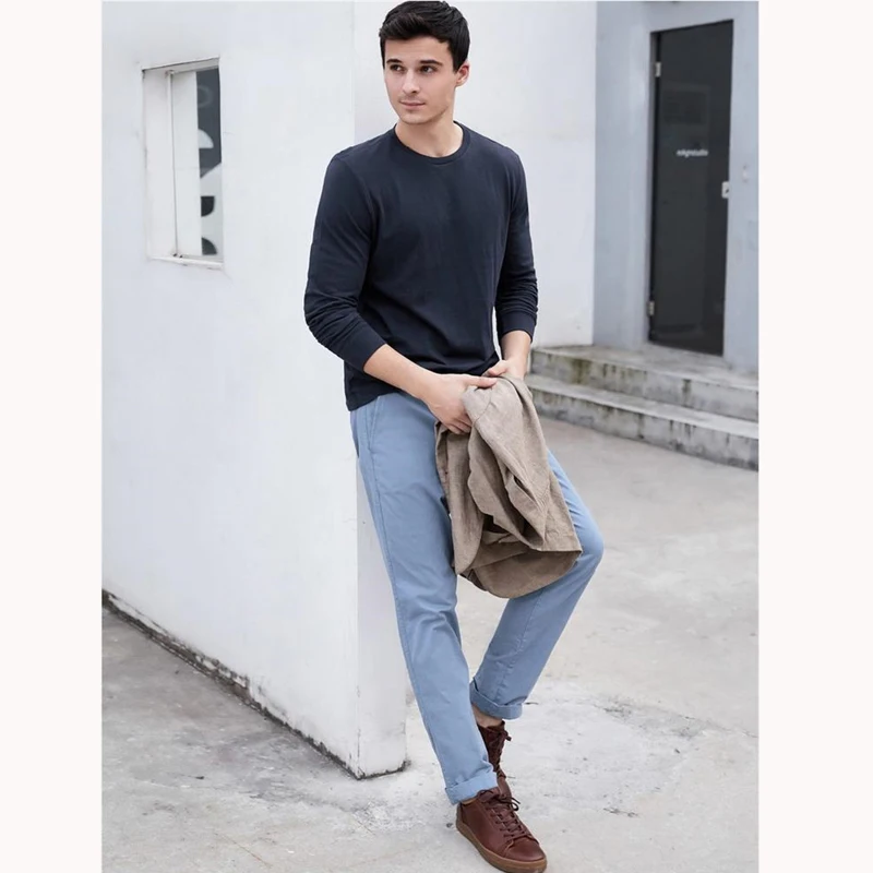 Skup Męska koszulka z długim rękawem bawełniana koszula męska topy koszulki męskie jesień zima wysokiej jakości Tshirt biały czarny szary odzież męska