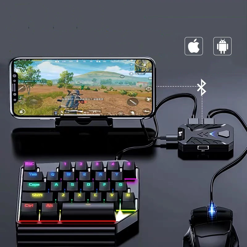 Adaptador de teclado e mouse para jogos de celular, conversor com fio ...