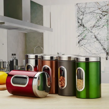 

Hot 3pcs/set Food Storage Box with Lids Grain Food Storage Container with Transparent View Window Food Storage Organization