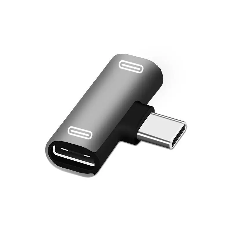 Двойной тип C USB-C наушники аудио зарядка зарядное устройство адаптер сплиттер конвертер для Xiaomi 6 6X8 Note3 huawei mate 10 P20 - Цвет: audio type-c silver