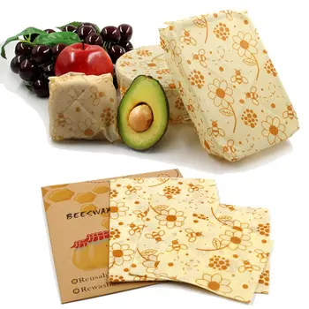 

Reusable Food Paper Organic Beeswax Food Storage Wraps Non-Toxic Beeswax Cloth For Kitchen Tools #