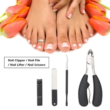 

4PCS Toenail Clippers Stainless-steel Nail Clipper Kit Nail Scissors Nippers File for Thick Ingrown Hard Toe Nail Fingernail