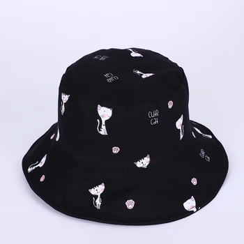

Double-sided fisherman hat summer thin Japanese cat hat sunscreen sun visor men and women trendy