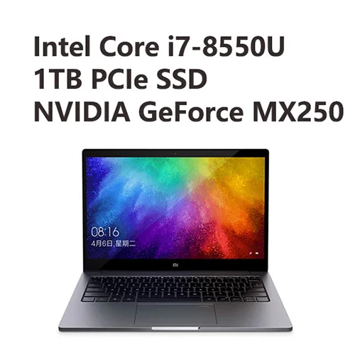 Grey i7 1TB SSD Xiaomi Mi ноутбук Air 13,3 дюймов Английский Win10 MX250 двойная выделенная карта Intel i5/i7 8 Гб Ram 256 ГБ SSD с отпечатком пальца - Цвет: Grey i7 1TB SSD