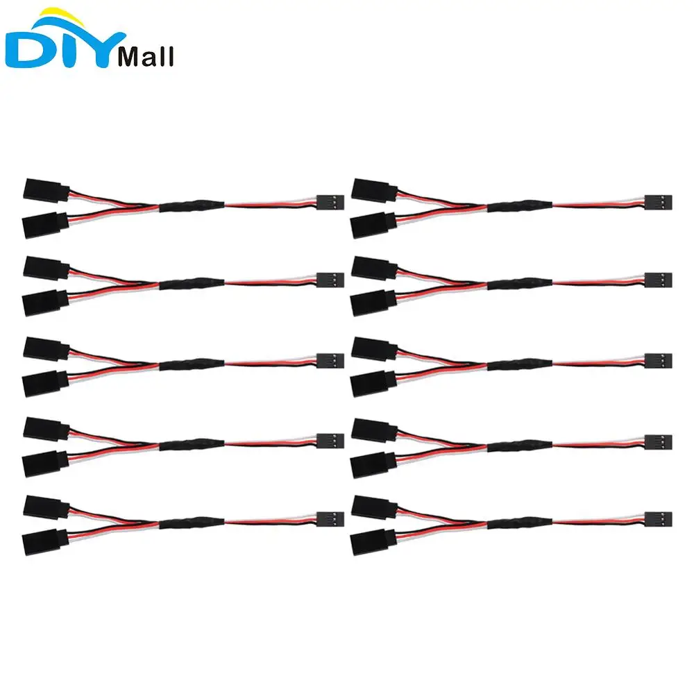 

10PCS 15cm Servo Extensions Lead Wire 1 to 2 Y Harness Leads Splitter Cable Male to Female Cable for RC Airplane, for JR/Futaba