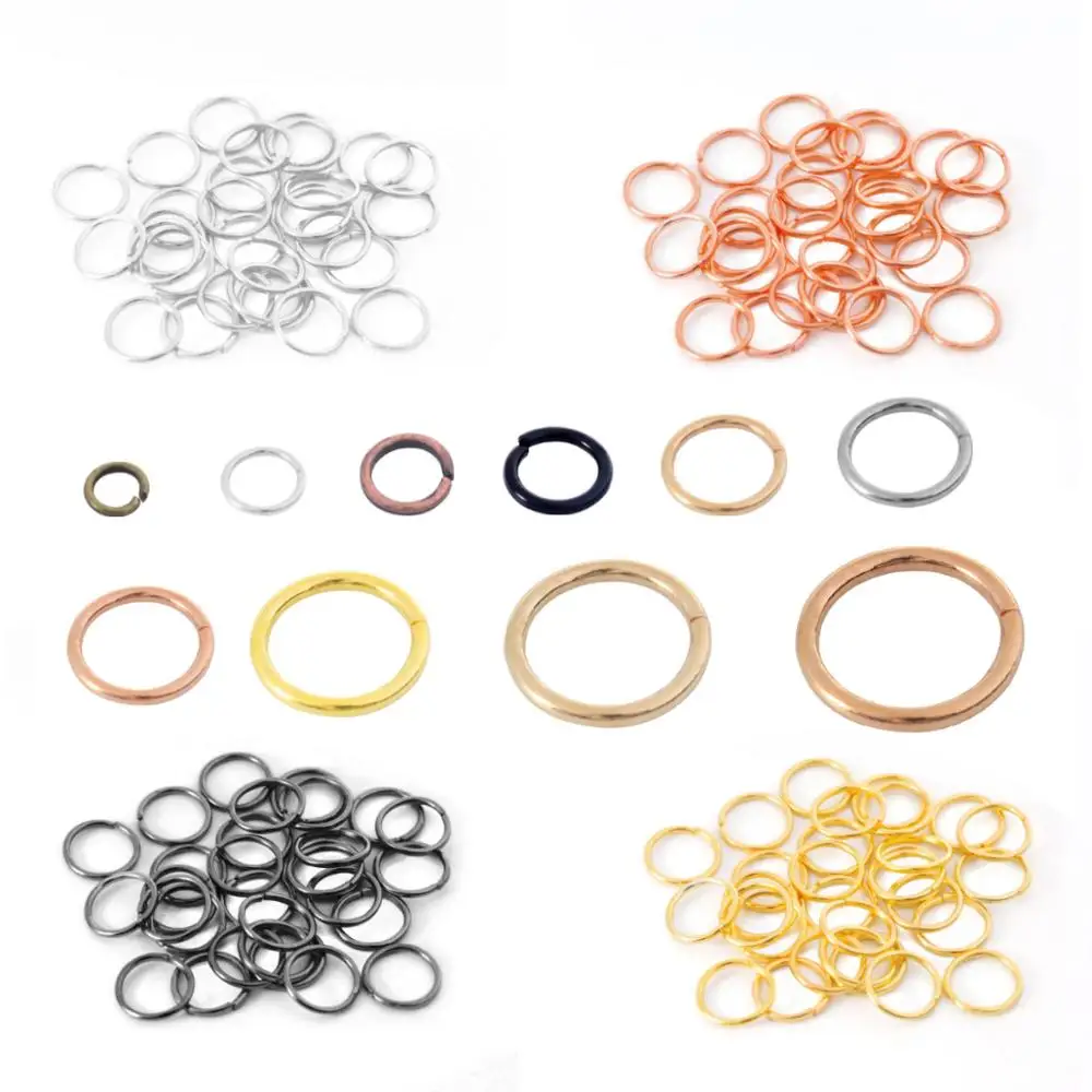 Anéis de salto para fazer jóias DIY, Conector Split Rings, Acessórios Jóias, Resultados Suprimentos, 3mm, 4mm, 5mm, 6mm, 7mm, 8mm, 10mm, 12 milímetros, 14 milímetros, 16 milímetros, 20 milímetros, 50-200 PCes