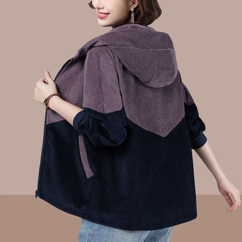 2021 Spring Autumn Coat Short Jacket Women Corduroy Loose New Ladies Jackets Large Size 4XL Outerwear Casual Outwear Tops