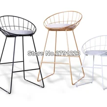 Простой барный стул из кованого железа бар стул золото высокий табурет современный обеденный стул железный стул отдыха Nordic барный стул 45/65/75/85 см