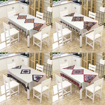 

Solid Color Polyester Tablecloth Kitchen Table Waterproof Oilproof Tablecloth Thick Rectangular Table Cover Tea Table Cloth