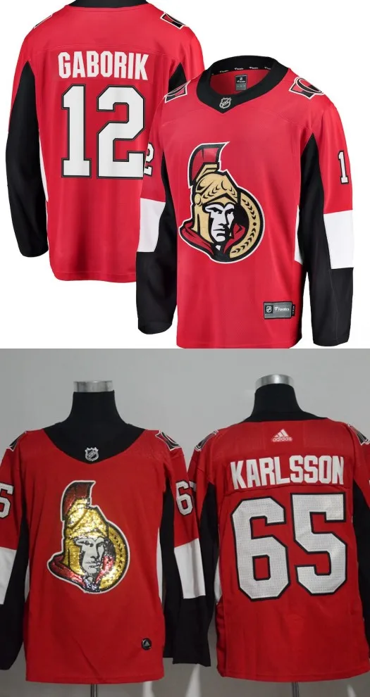 

Mens adults Jersey Ottawa Marian Gaborik Erik Karlsson 12 65