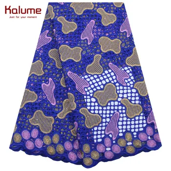 

Blue 100% Cotton Lace Swiss Voile Lace In Switzerland With Stones African Dry Lace Fabric High Quality Nigerian For Wedding 1866