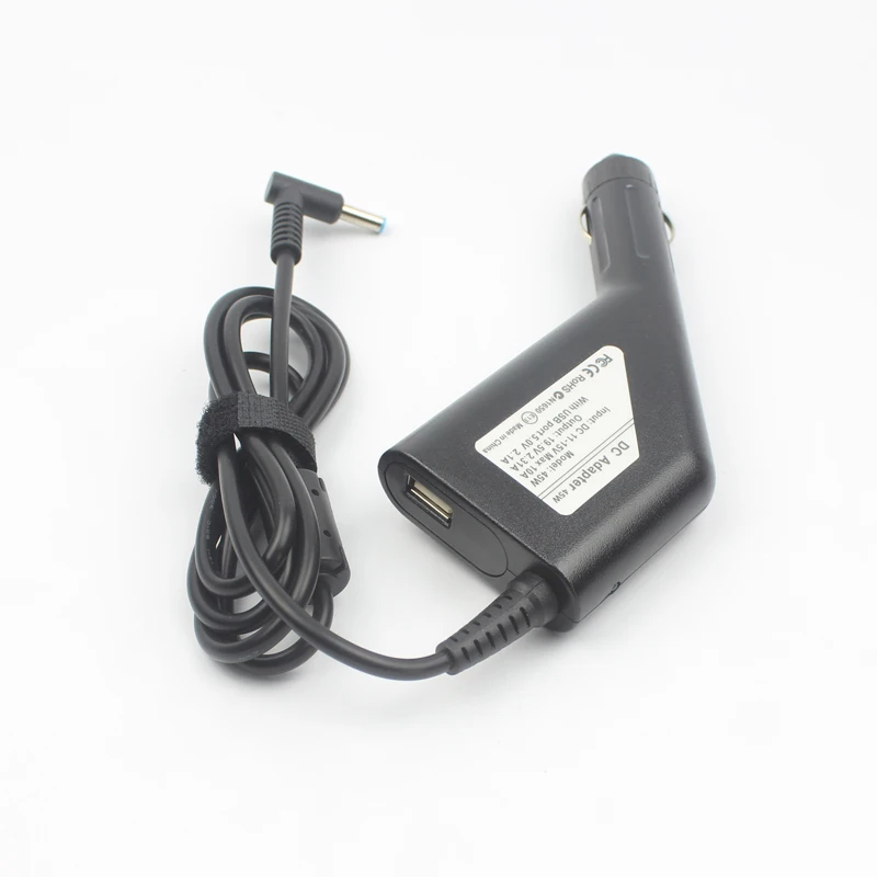 Adaptador de corriente continua para portátil de 19,5 V y 2,31 A, cargador de coche con alimentación USB para HP EliteBook G3 820 G4 840 G2 G1 1040 1030 725, conector azul._voghion.com