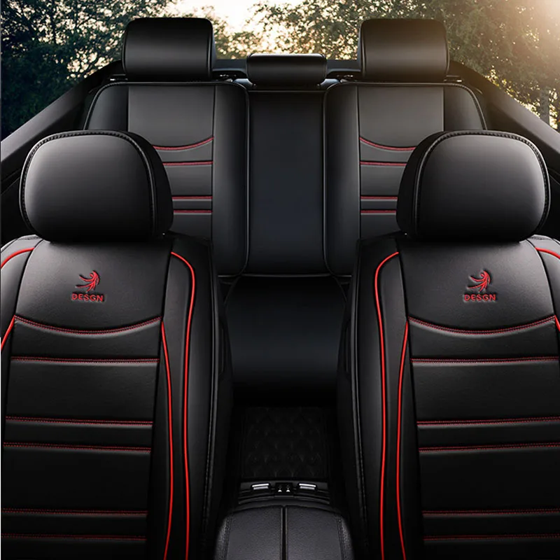 Source Black and Red Leather Car Seat Covers Front Seat with 2 Car