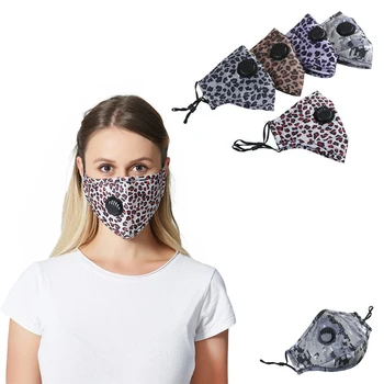 

Leopard Reusable Filter Face Masks filtros pm25 Washable Mouth Cap With Breathing Valve Activated Carbon Filter mascarillas