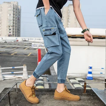 

Zogaa 2020 Denim Jeans Men's Hip Hop Casual Pants Loose Cool Trousers Big Pockets Denim Trousers Cowboy Guys Streetwear Jeans