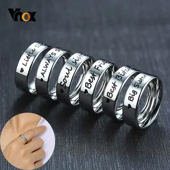 

Vnox 6mm BFF Rings for Women Best Friends Sisters Heart Ring Stainless Steel Alliance Friendship Jewelry