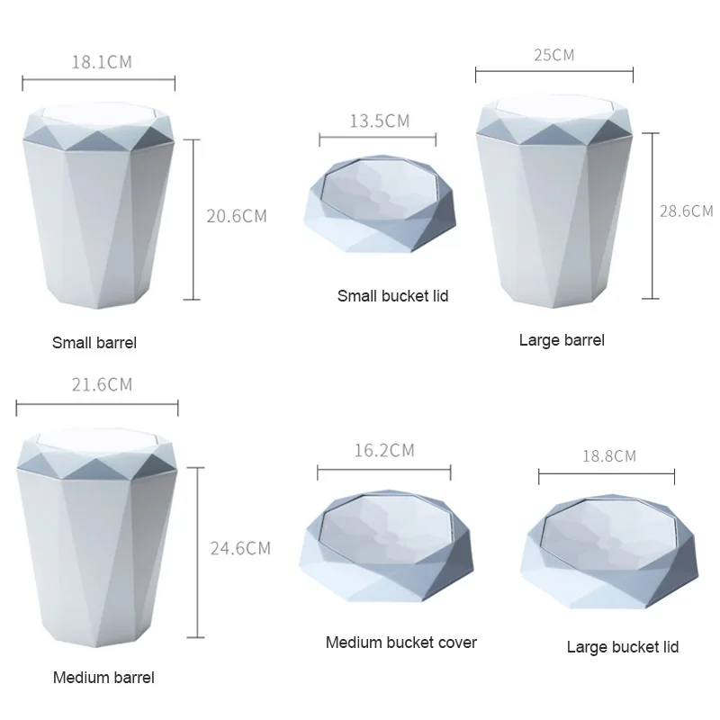 Flap Type Trash Can Diamond Shape Desktop Paper Bucket Plastic Office Garbage LBShipping