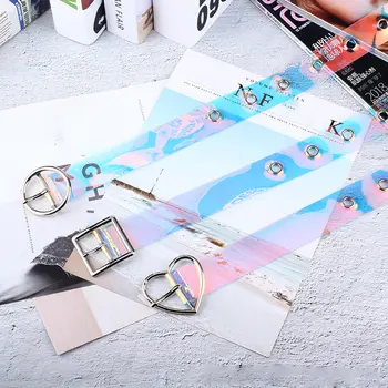 

Laser Metal Buckle Casual Decoration Pin Adjustable 1PC Hot New Women Waist Belt Heart Transparent Fashion Lady Girls Waistband