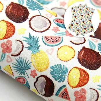 

David accessories 20*34cm Pineapple Printed Faux Synthetic Leather For Bow Faux Leather Sheets DIY handmade materials,1Yc10056