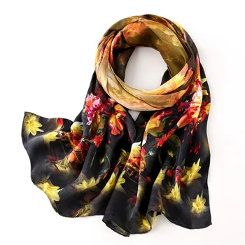 

Women's 100% Pure Silk Satin Long Big Scarf Shawl Wrap Neckerchief 175x50cm 68"x19" TT015-2