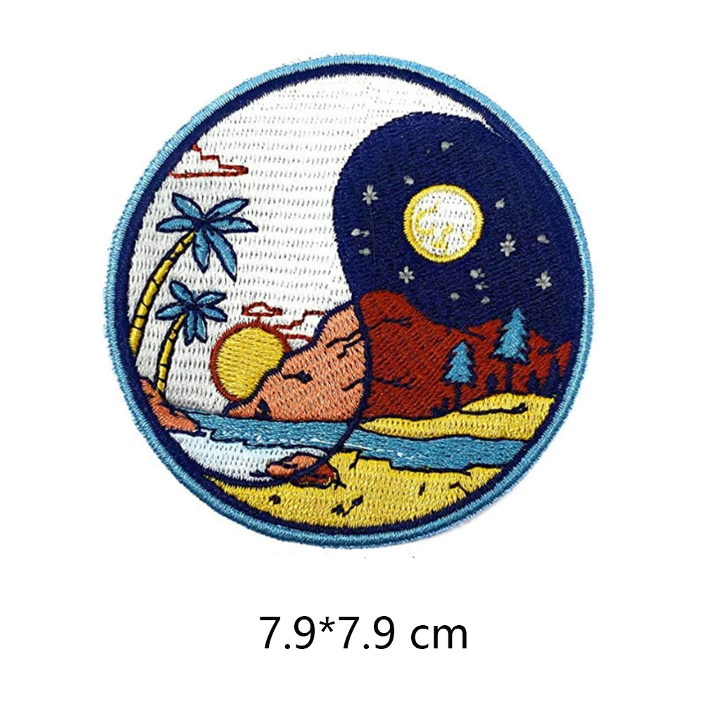Scenery Sun Cute Iron On Patches For Clothes Handmade Sewing Patterns Embroidered Applique Patch On Clothes Stickers Vintage