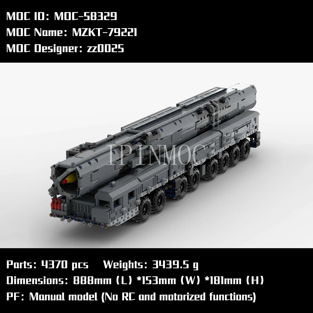 Moc-58329 MZKT-79221 Missile Transport Truck Boy Gift Difficulty 