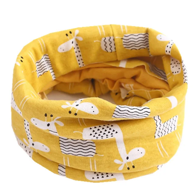 deer yellow Детский шарф с рисунком; воротники для мальчиков и девочек; теплый шейный платок для детей; хлопковый Детский шарф - Цвет: deer yellow