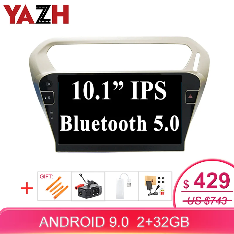 Автомобильный радиоприемник YAZH 10 1 дюйма din gps трекер для Peugeot 301 Citroen Elysee 2012 2013 2014 2015