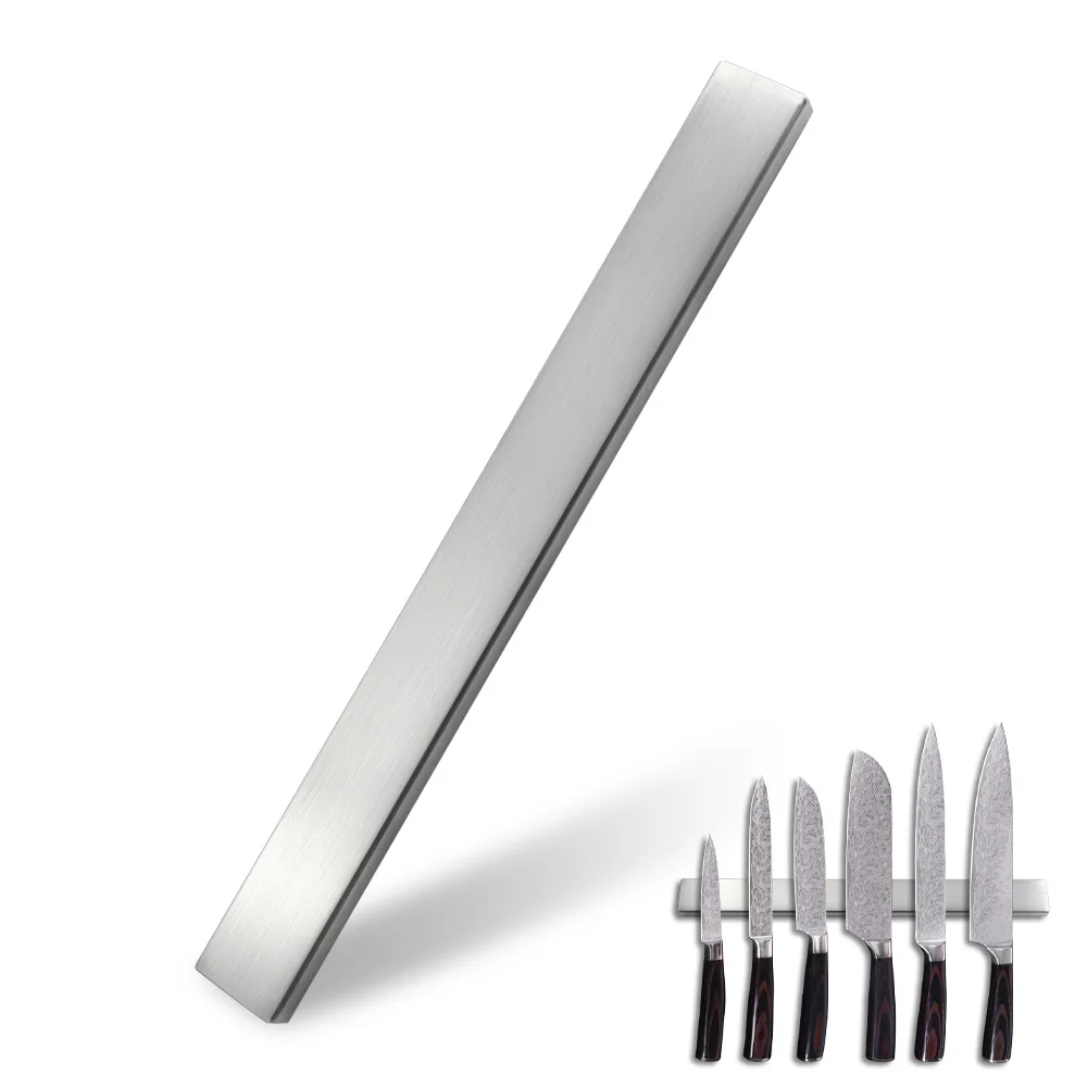 DAMASK кухонные ножи из нержавеющей стали нож шеф-повара острый нож для нарезки хлеба нож для сантоку мясо рыба инструменты для резки овощей - Цвет: Magnetic Holder Rack