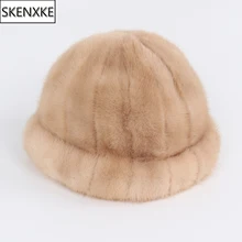 Новое поступление; модные женские туфли-лодочки из натуральной шапочки с мехом норки Шапки класса люкс ручной работы Для женщин натуральная норковая меховая шапка зимняя Теплые Меховые шапки