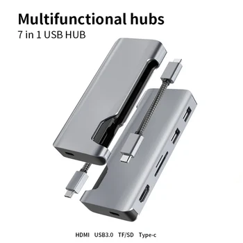 

USB C Hub Type C Adapter Splitter Multi USB 3.0 HDMI VGA RJ45 Port Multiple USB-C Hab Expander USB C Dock For Macbook Pro