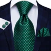 Hi-Tie Teal Green Solid Paisley Silk Wedding Tie For Men Fashion Design Quality Hanky Cufflink Men Gift Necktie Set Dropshipping ► Photo 2/6
