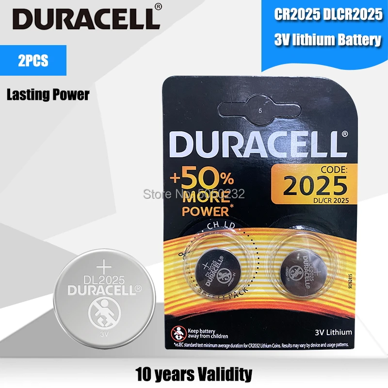Pilas de botón 3V originales para DURACELL CR2025, baterías de litio para reloj, juguete, calculadora, Control DLCR 2025, 2 uds.