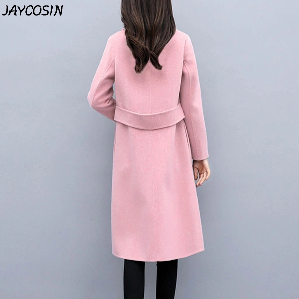 JAYCOSIN, Женское шерстяное пальто, винтажное, на одной пуговице, куртка с длинным рукавом, кардиган, тонкое пальто, зимнее, для работы, офиса, одноцветная, длинная верхняя одежда